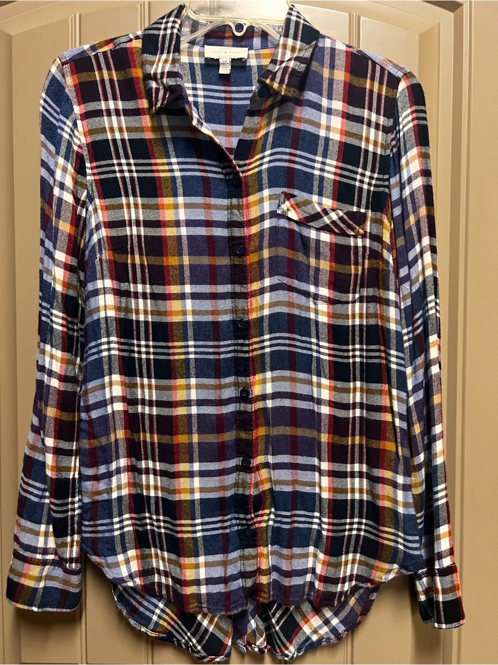 Lucky Brand Plaid Button Front Shirt S/P Petite Multicolor
